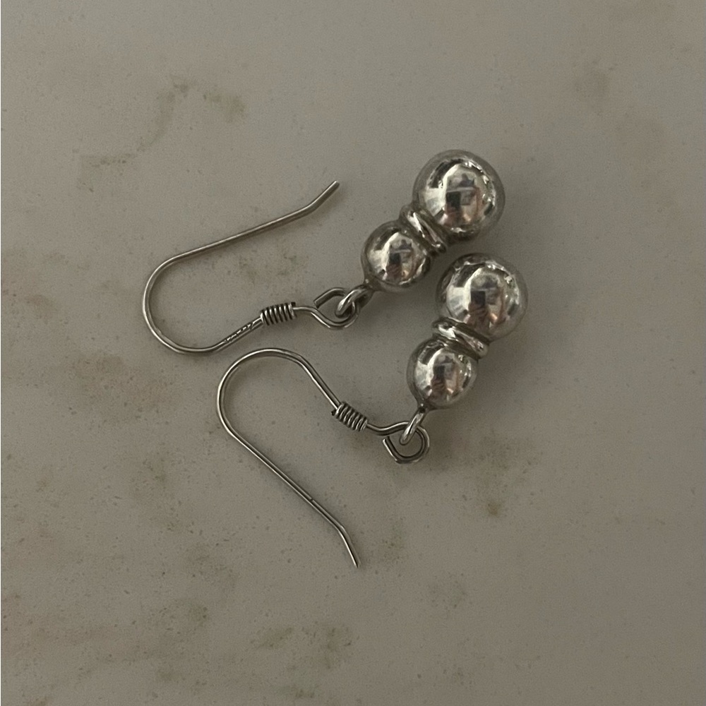 Silpada Sterling Silver Double Ball Bead Drop Dangle Earrings W0020